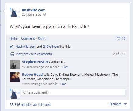 Nashville.com Restaurant Survey Post