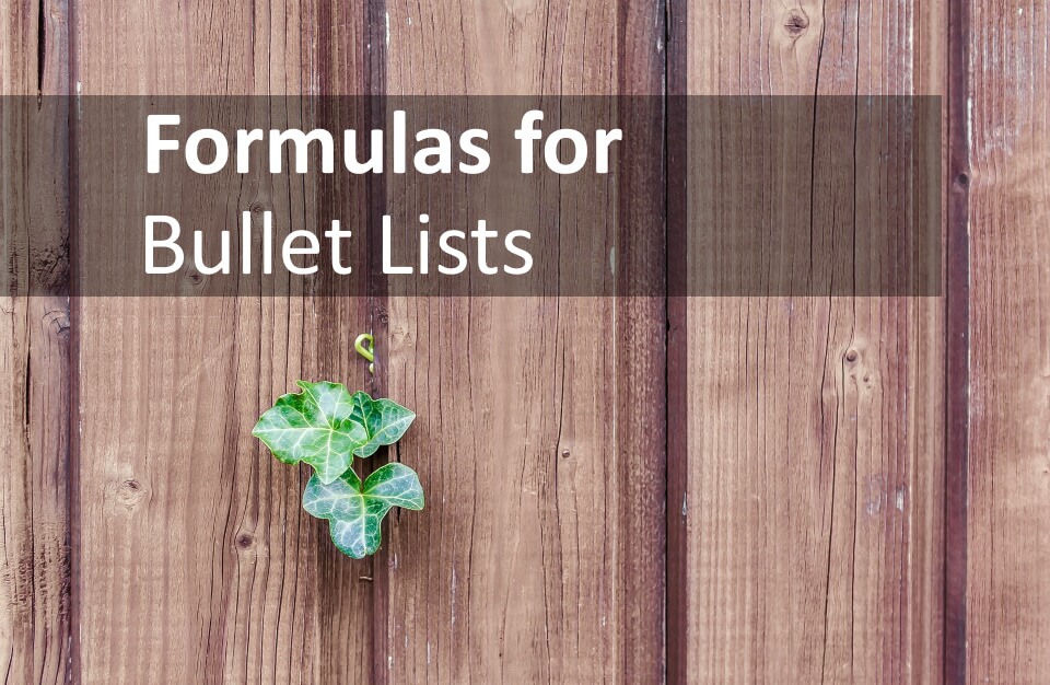 Formulas for Bullet Lists