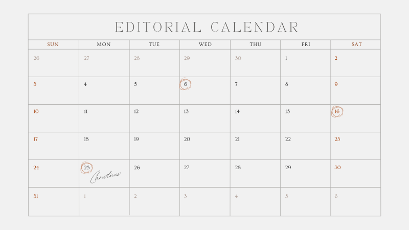Editorial Calendar